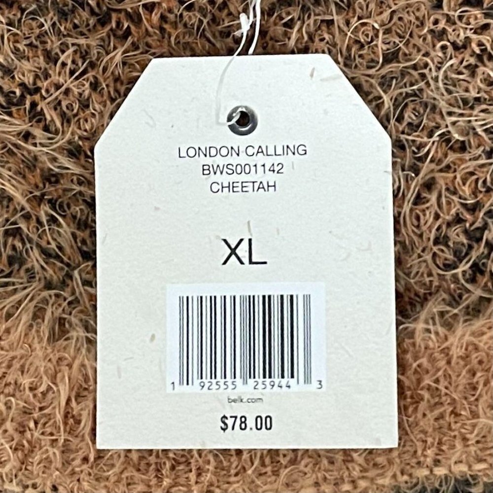 Wonderly Fuzzy Eyelash Knit Tan Leopard Print Pullover Sweater Size XL NWT - Picture 7 of 8